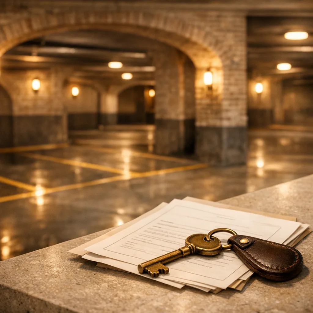 Garage LMNP 2026 : parking privé avec clé et document de propriété