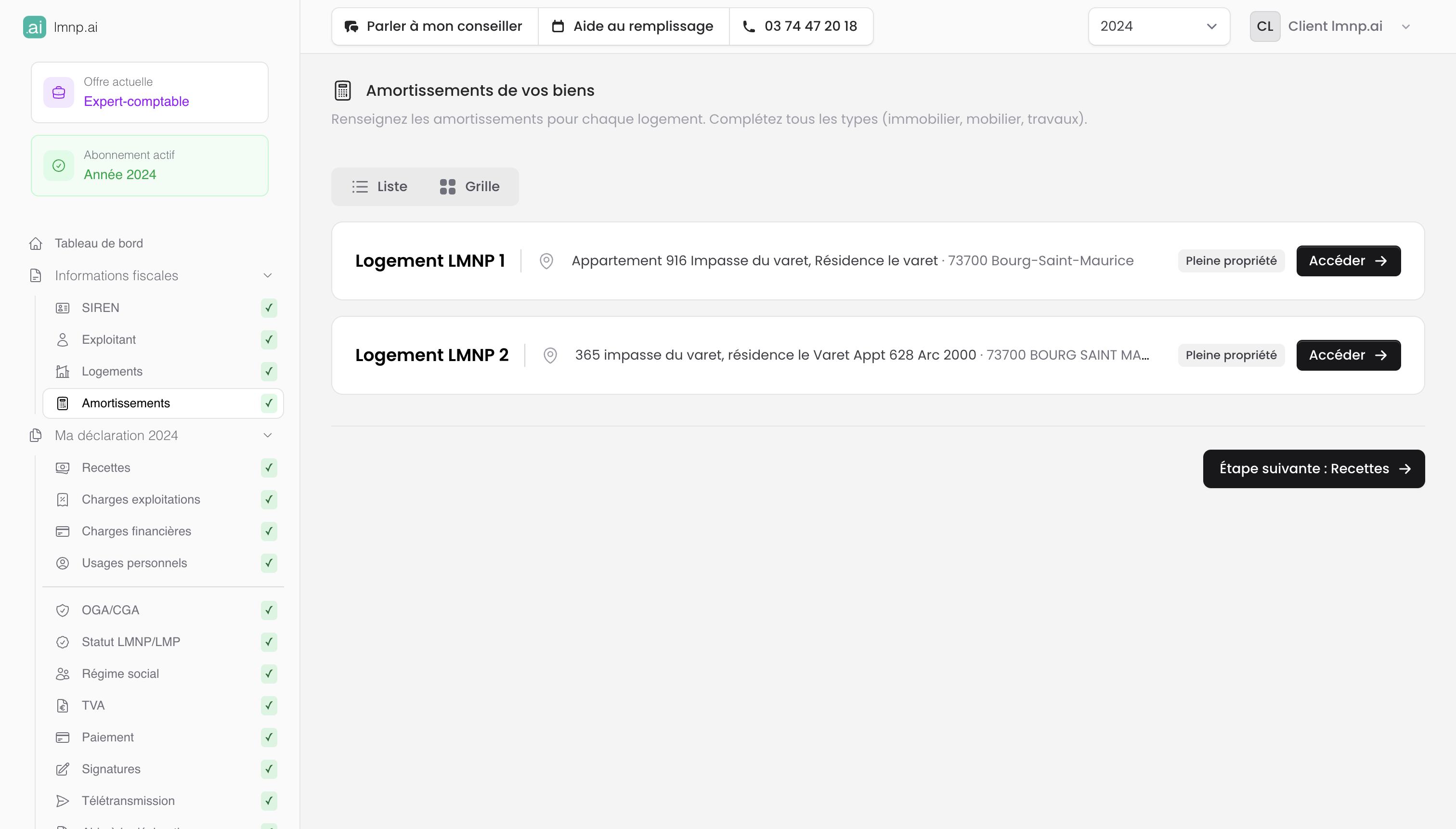 Gestion des amortissements