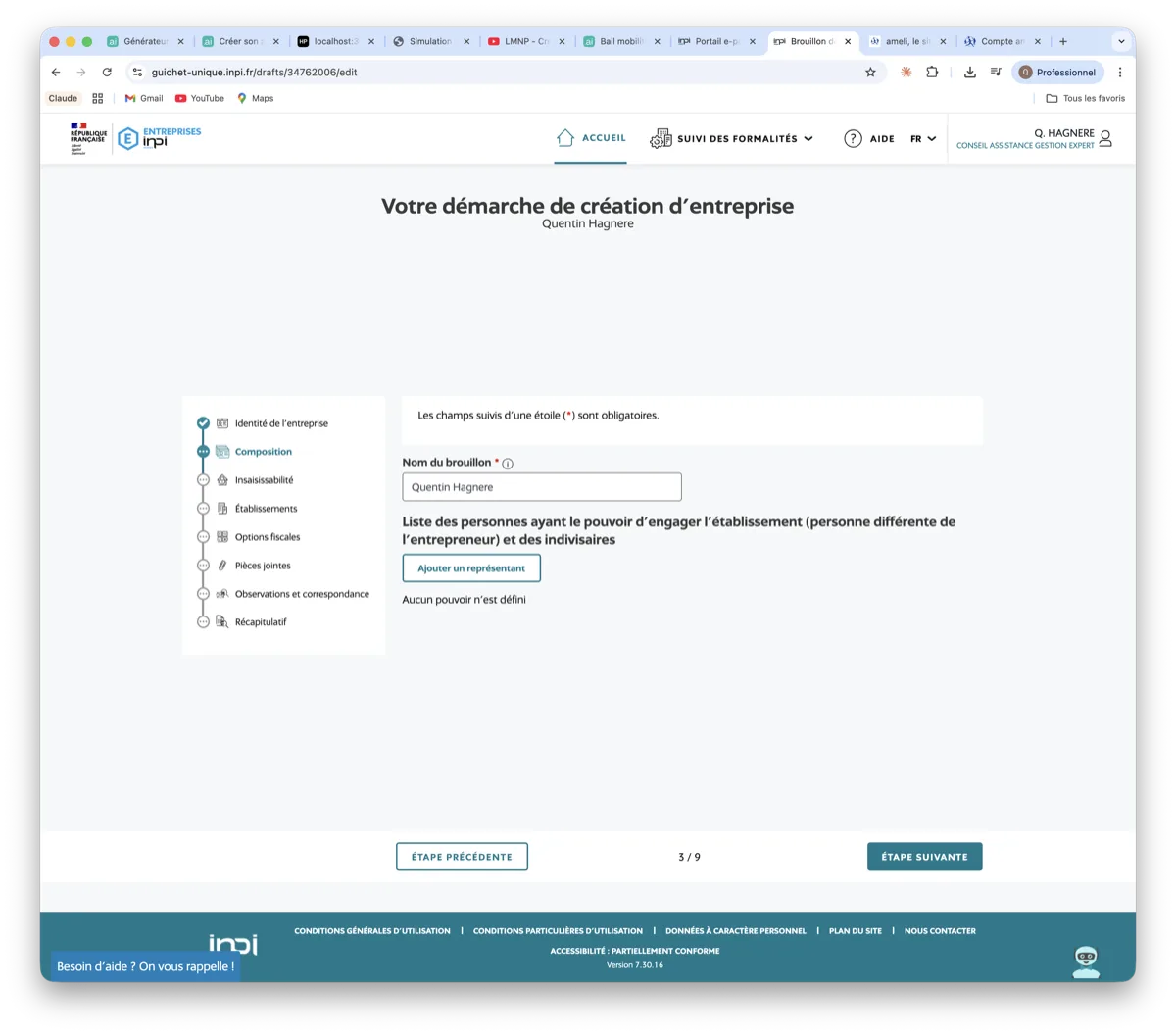 Composition de l entreprise LMNP - representants et indivisaires