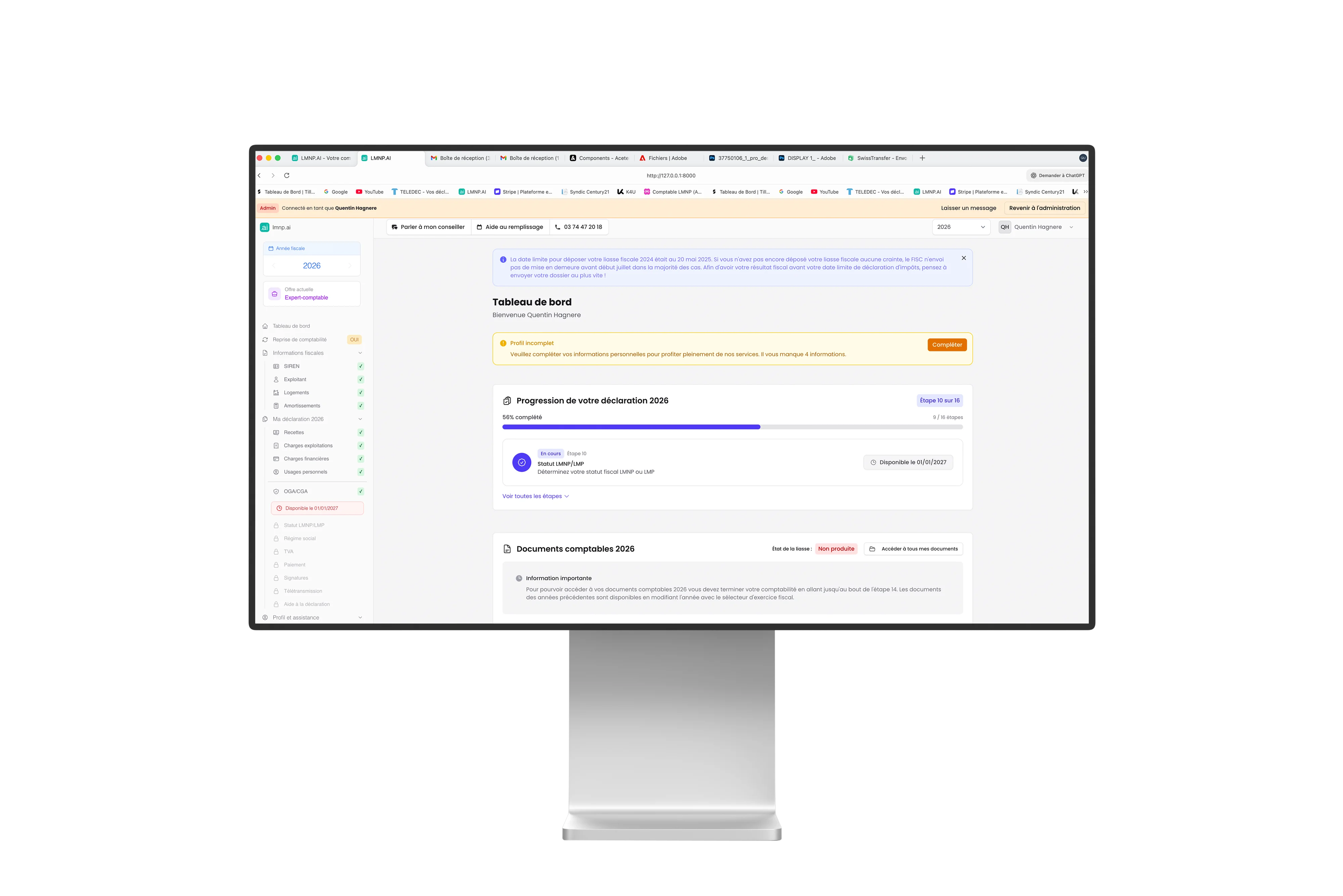 Plateforme lmnp.ai sur MacBook